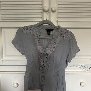 Gray Ruffled Top